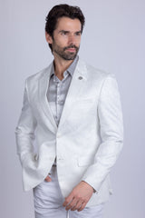 Barabas Wholesale Men's Floral Design Luxury Prom Notch Lapel Blazer 5BL01 White