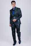 Barabas Wholesale Men's Floral Shiny Design Luxury Peak Lapel Blazer 5BL02 Green