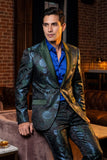 Barabas Wholesale Men's Floral Shiny Design Luxury Peak Lapel Blazer 5BL02 Green