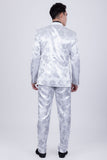 Barabas Wholesale Men's Floral Shiny Design Luxury Peak Lapel Blazer 5BL02 Silver