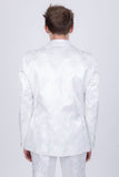 Barabas Wholesale Men's Floral Shiny Design Luxury Peak Lapel Blazer 5BL02 White