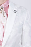 Barabas Wholesale Men's Floral Shiny Design Luxury Peak Lapel Blazer 5BL02 White