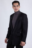 Barabas Wholesale Men's Rhinestone Design Luxury Prom Collarless Blazer 5BL03 Black Black