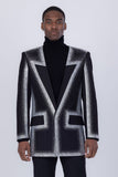 Barabas Wholesale Men's Rhinestone Design Luxury Prom Collarless Blazer 5BL03 Black Silver