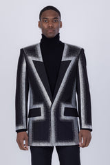 Barabas Wholesale Men's Rhinestone Design Luxury Prom Collarless Blazer 5BL03 Black Silver