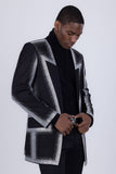 Barabas Wholesale Men's Rhinestone Design Luxury Prom Collarless Blazer 5BL03 Black Silver