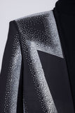 Barabas Wholesale Men's Rhinestone Design Luxury Prom Collarless Blazer 5BL03 Black Silver