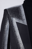 Barabas Wholesale Men's Rhinestone Design Luxury Prom Collarless Blazer 5BL03 Black Silver