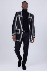 Barabas Wholesale Men's Rhinestone Design Luxury Prom Collarless Blazer 5BL03 Black Silver