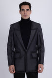 Barabas Wholesale Men's Rhinestone Design Luxury Prom Collarless Blazer 5BL03 Charcoal Black