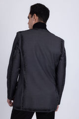 Barabas Wholesale Men's Rhinestone Design Luxury Prom Collarless Blazer 5BL03 Charcoal Black