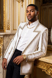 Barabas Wholesale Men's Rhinestone Design Luxury Prom Collarless Blazer 5BL03 White Gold