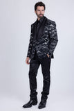 Barabas Wholesale Men's Sequin Geometric Shiny Design Shawl Lapel Blazer 5BL04 Black Silver