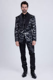 Barabas Wholesale Men's Sequin Geometric Shiny Design Shawl Lapel Blazer 5BL04 Silver Black 