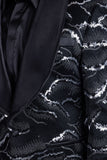 Barabas Wholesale Men's Sequin Geometric Shiny Design Shawl Lapel Blazer 5BL04 Charcoal