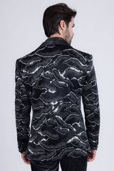 Barabas Wholesale Men's Sequin Geometric Shiny Design Shawl Lapel Blazer 5BL04 Black 