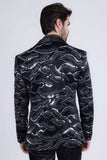 Barabas Wholesale Men's Sequin Geometric Shiny Design Shawl Lapel Blazer 5BL04 Black 