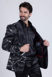 Barabas Wholesale Men's Sequin Geometric Shiny Design Shawl Lapel Blazer 5BL04 Black 
