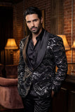 Barabas Wholesale Men's Sequin Geometric Shiny Design Shawl Lapel Blazer 5BL04 Silver Black 