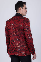 Barabas Wholesale Men's Sequin Geometric Shiny Design Shawl Lapel Blazer 5BL04 Black