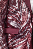 Barabas Wholesale Men's Sequins Geometric Design Luxury Peak Lapel Blazer 5BL05 Red