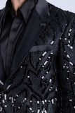 Barabas Wholesale Men's Floral Sequin Embroidered Design Peak Lapel Blazer 5BL09 Black