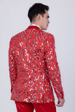 Barabas Wholesale Men's Floral Sequin Embroidered Design Peak Lapel Blazer 5BL09 Red