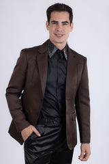 Barabas Men's Matte Notch Lapel Casual Blazer 5BL11 Coffee