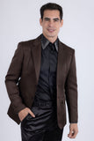 Barabas Men's Matte Notch Lapel Casual Blazer 5BL11 Coffee