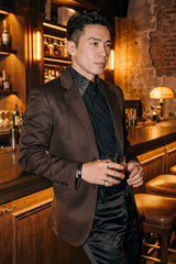 Barabas Wholesale Men's Matte Notch Lapel Casual Blazer 5BL11 Coffee brown