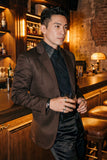 Barabas Wholesale Men's Matte Notch Lapel Casual Blazer 5BL11 Coffee brown