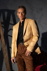 Barabas Wholesale Men's Matte Notch Lapel Casual Blazer 5BL11 Gold