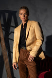 Barabas Wholesale Men's Matte Notch Lapel Casual Blazer 5BL11 Gold