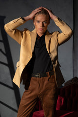 Barabas Wholesale Men's Matte Notch Lapel Casual Blazer 5BL11 Gold