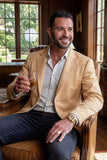 Barabas Wholesale Men's Matte Notch Lapel Casual Blazer 5BL11 Gold