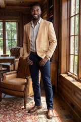 Barabas Men's Matte Notch Lapel Casual Blazer 5BL11 Gold