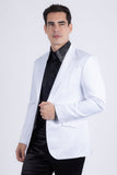 Barabas Wholesale Men's Matte Notch Lapel Casual Blazer 5BL11 White