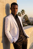 Barabas Wholesale Men's Matte Notch Lapel Casual Blazer 5BL11 White