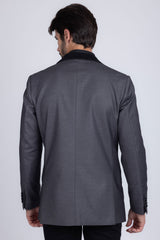 Barabas Wholesale Men's Rhinestone Geometric Design Peak Lapel Blazer 5BL12 Charcoal