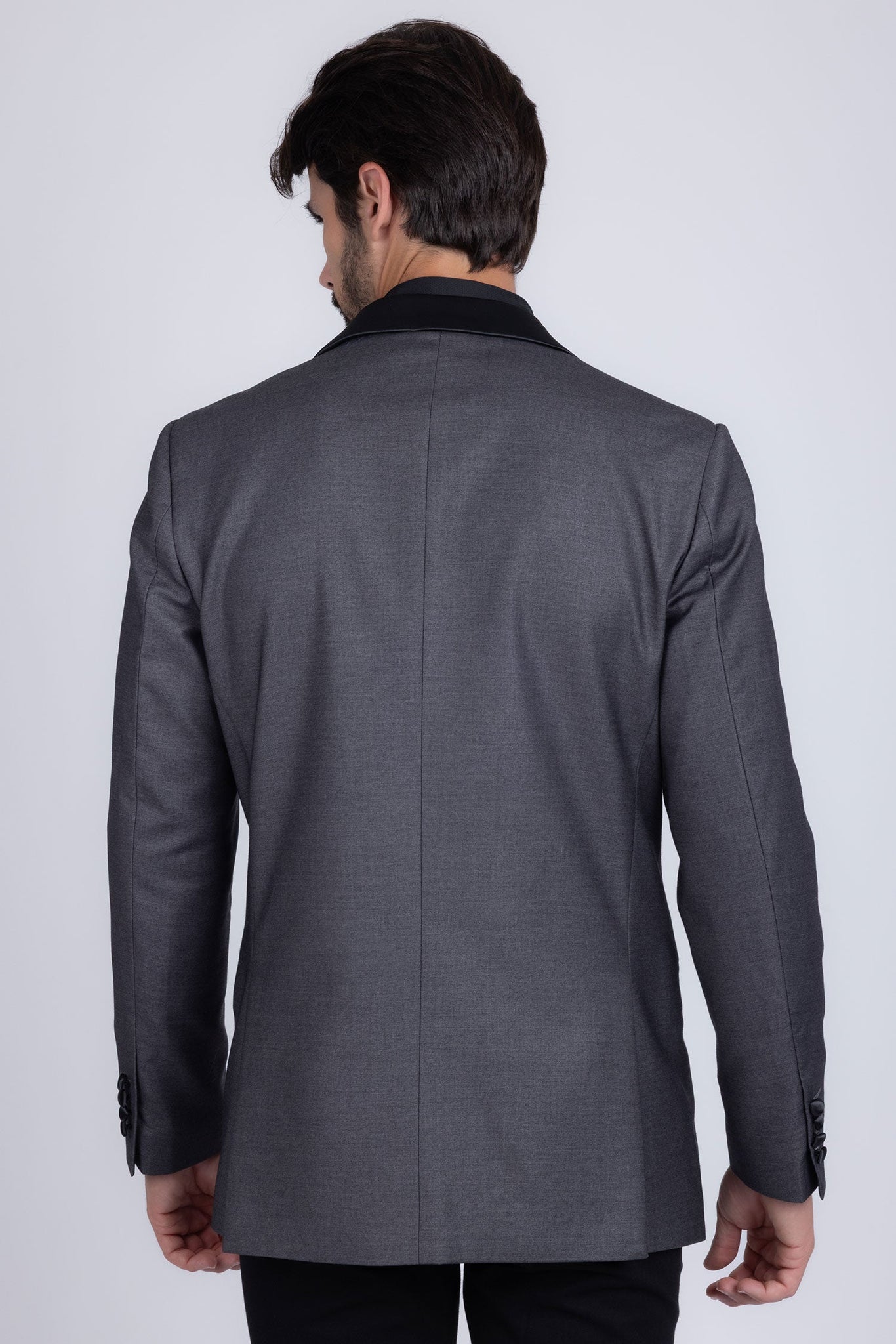 Barabas Wholesale Men's Rhinestone Geometric Design Peak Lapel Blazer 5BL12 Charcoal