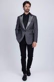 Barabas Wholesale Men's Rhinestone Geometric Design Peak Lapel Blazer 5BL12 Grey