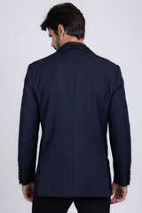 Barabas Wholesale Men's Rhinestone Geometric Design Peak Lapel Blazer 5BL12 Navy