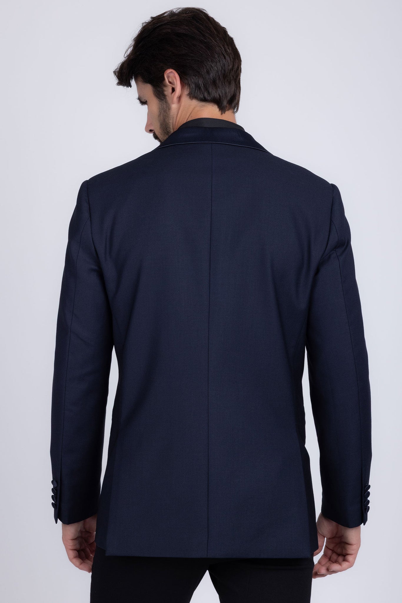 Barabas Wholesale Men's Rhinestone Geometric Design Peak Lapel Blazer 5BL12 Navy