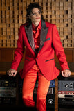 Barabas Wholesale Men's Rhinestone Geometric Design Peak Lapel Blazer 5BL12 Red