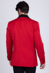 Barabas Wholesale Men's Rhinestone Geometric Design Peak Lapel Blazer 5BL12 Red
