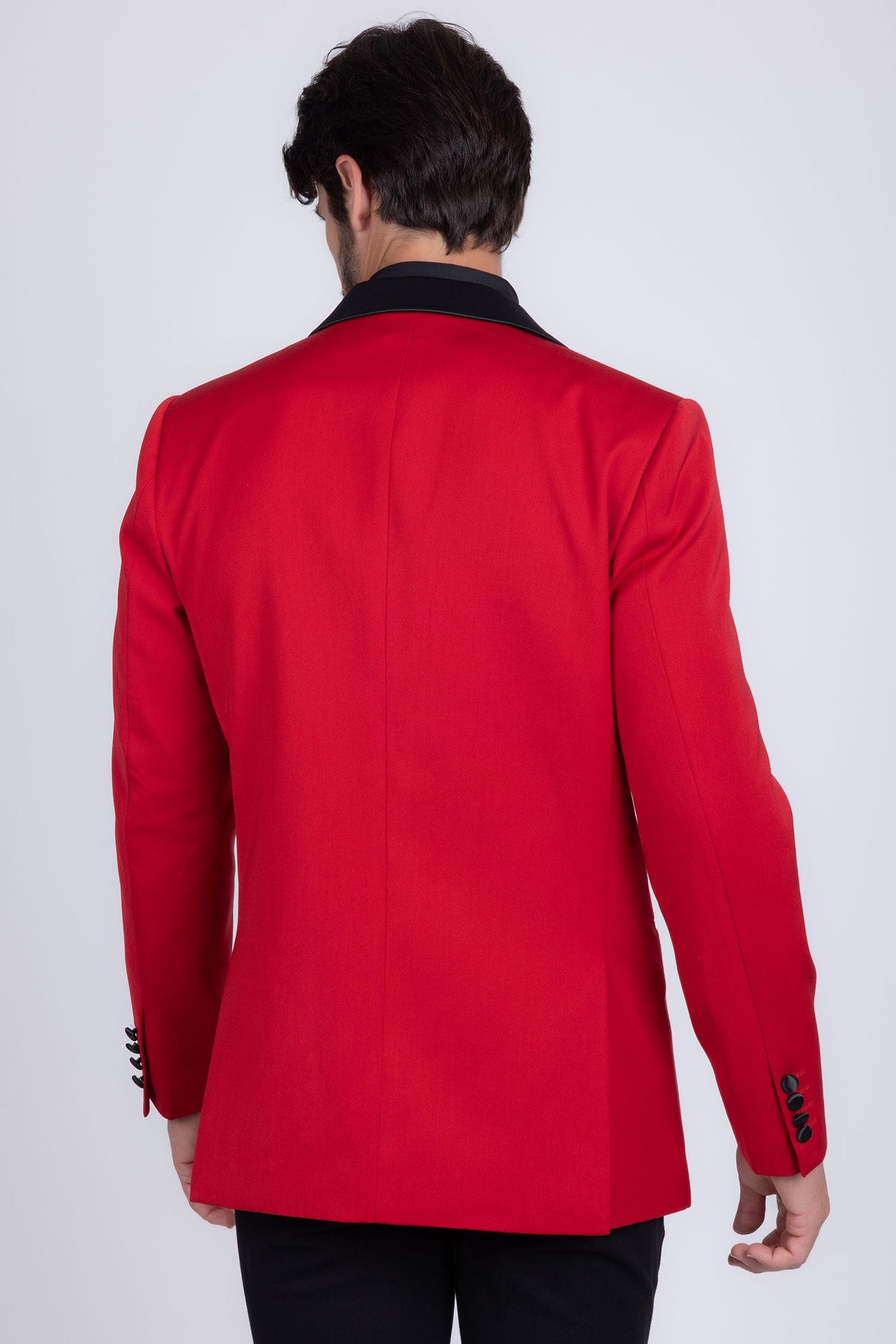 Barabas Wholesale Men's Rhinestone Geometric Design Peak Lapel Blazer 5BL12 Red