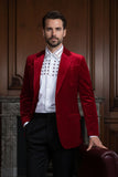 Barabas Wholesale Men's Velvet Shiny Design Notch Lapel Blazer 5BL13 Red