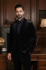 Barabas Wholesale Men's Velvet Shiny Design Notch Lapel Blazer 5BL13 Black