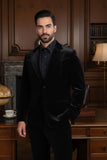 Barabas Wholesale Men's Velvet Shiny Design Notch Lapel Blazer 5BL13 Black