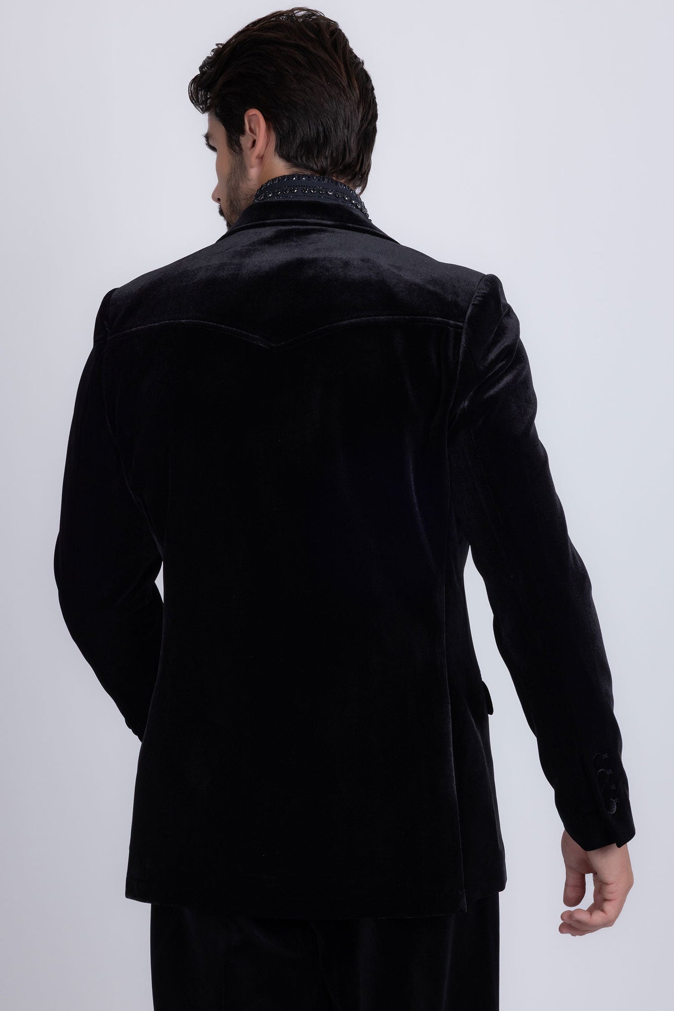Barabas Wholesale Men's Velvet Shiny Design Notch Lapel Blazer 5BL13 Black